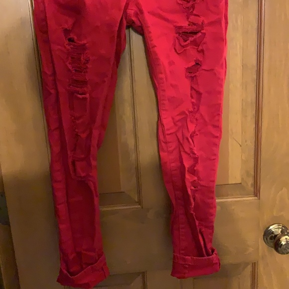 Red Ripped Jeans - Picture 3 of 8